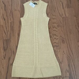 Sleeveless Ribbed Knit Dress in Cream